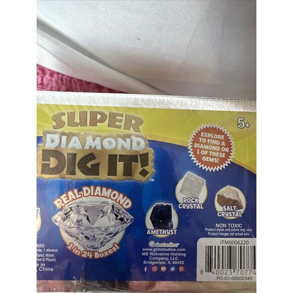 Grin Studios Super Diamond Dig It Real Diamond 1 In 24 Boxes Jewel Gem Box‎ NEW - Picture 5 of 5